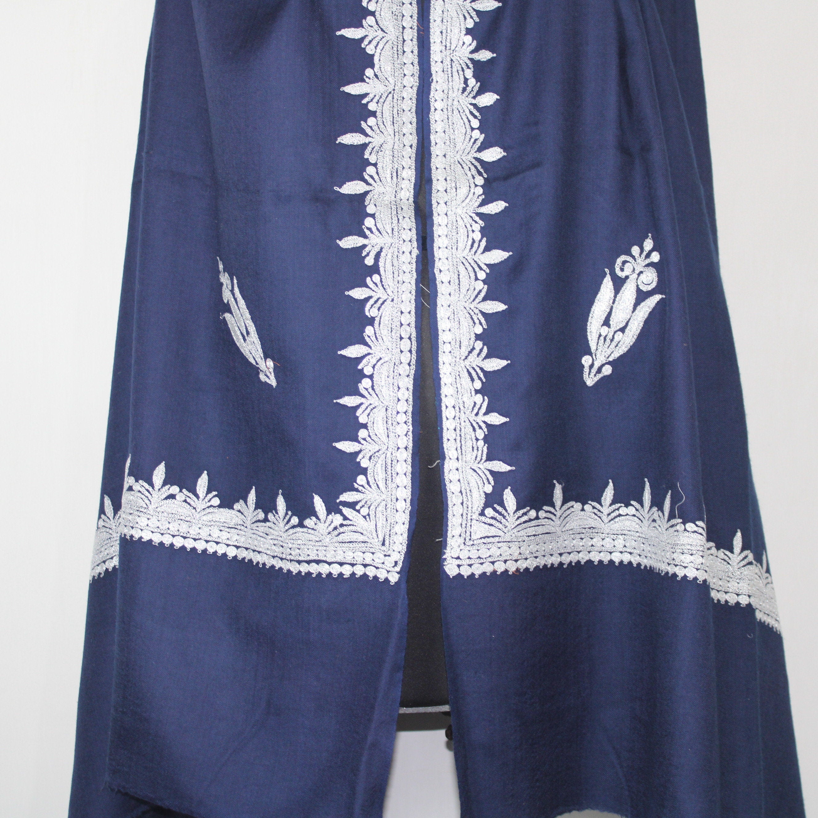 Kashmiri Merino Wool Shawl: Hand Embroidered Tilla/Zari Work BATIN