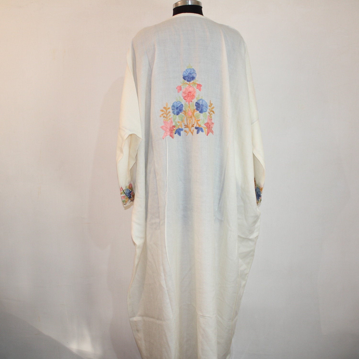 Handmade Kashmiri Aari Embroidered Merino Wool Kaftan Dress - BATIN