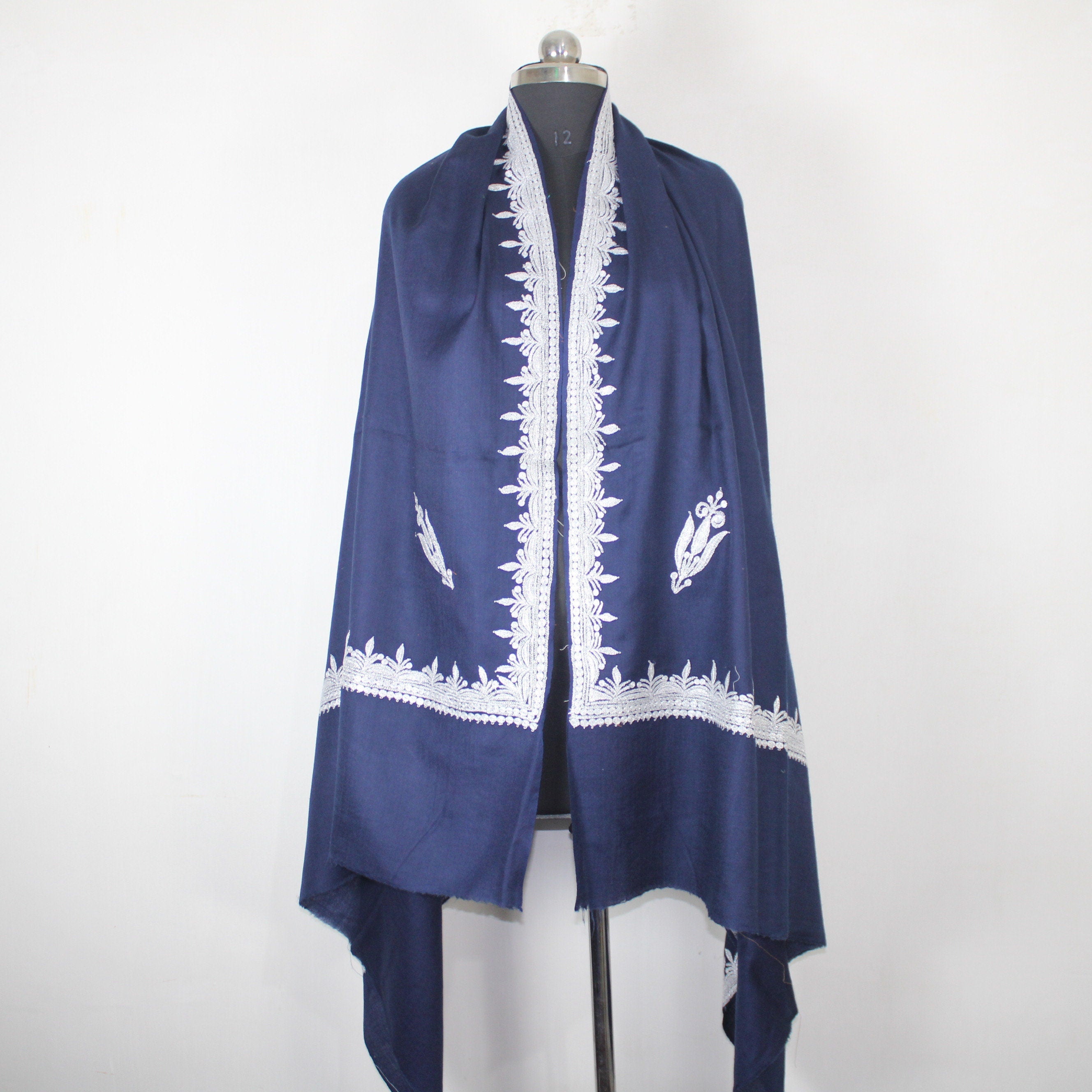 Kashmiri Merino Wool Shawl: Hand Embroidered Tilla/Zari Work - BATIN