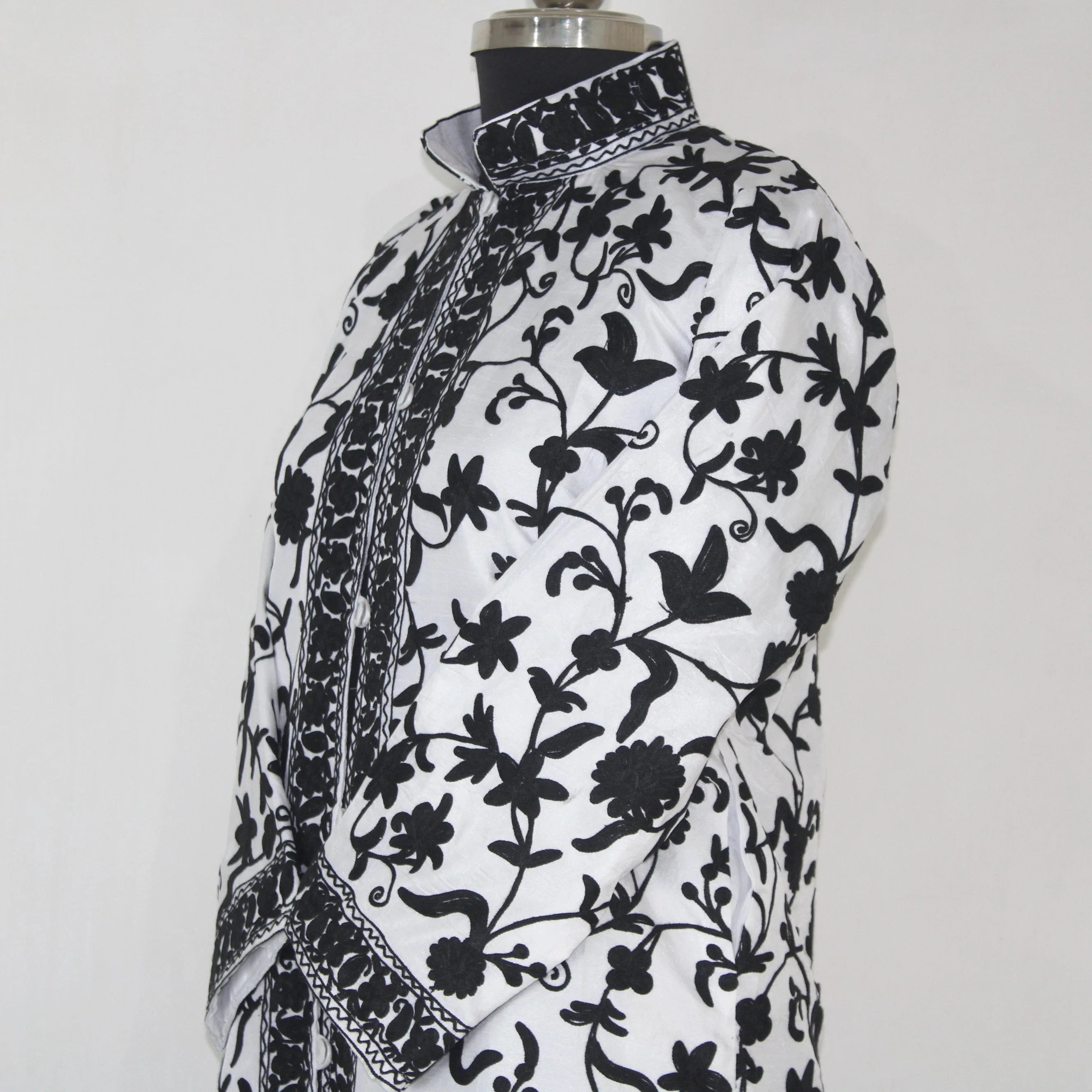 Bohemian Silk Jacket: Kashmiri Embroidered Coat for Women BATIN