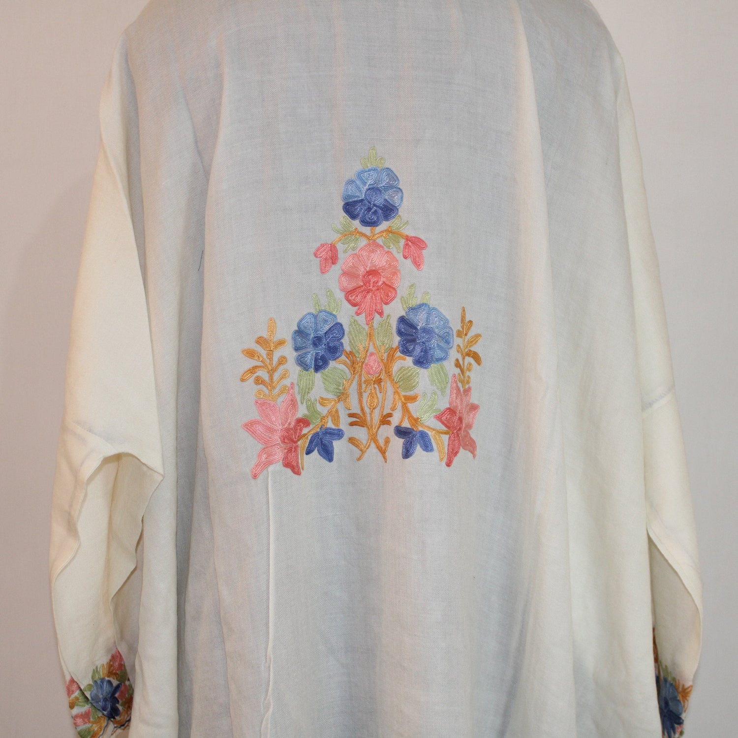 Handmade Kashmiri Aari Embroidered Merino Wool Kaftan Dress - BATIN