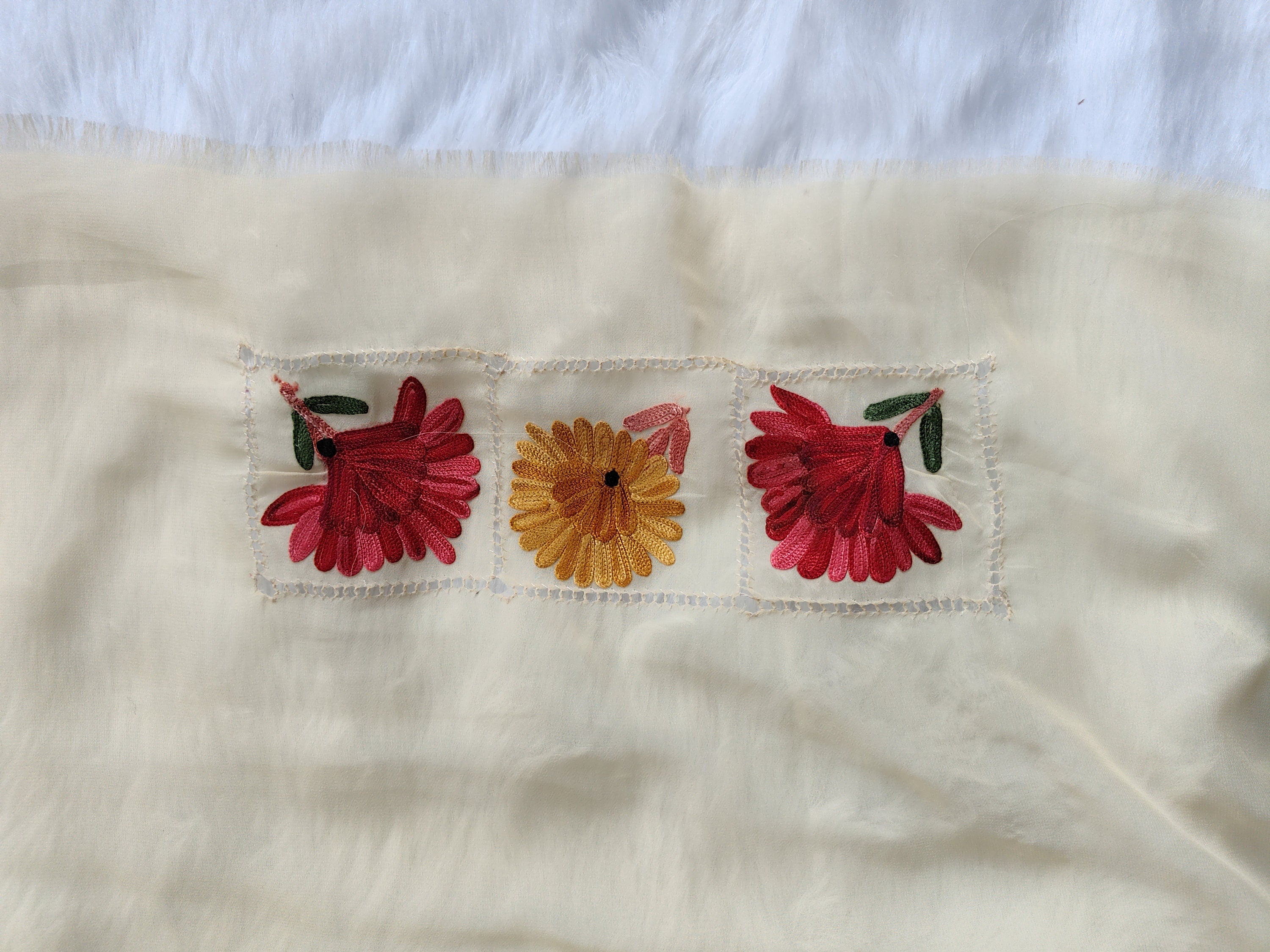 Handmade Kashmiri Aari Embroidered Georgette Saree with Blouse BATIN