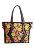 Handmade Kashmiri Embroidered Leather Tote Bag: Floral Office Bag - BATIN