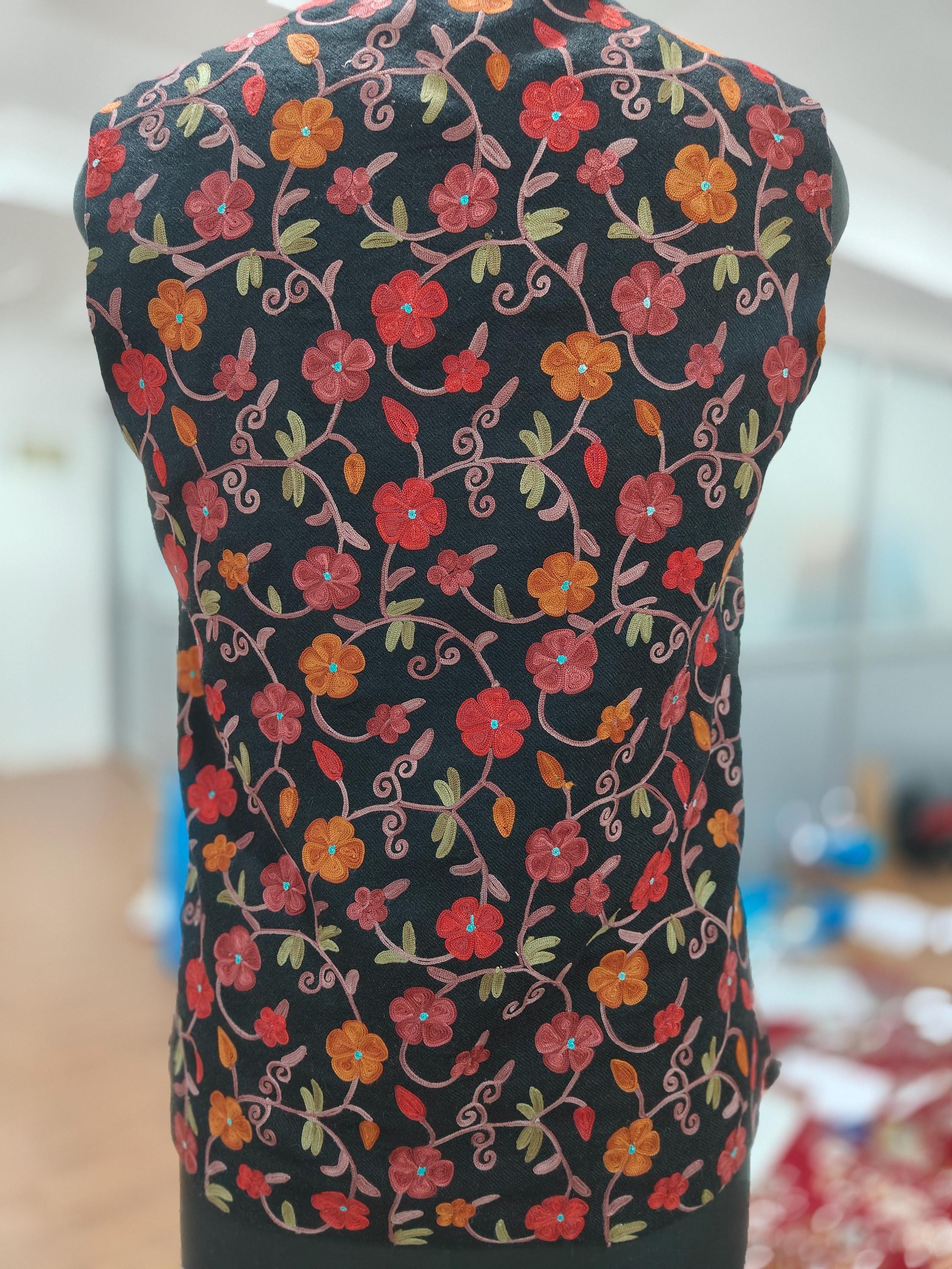 Handmade Kashmiri Floral Embroidered Nehru Jacket: Men&