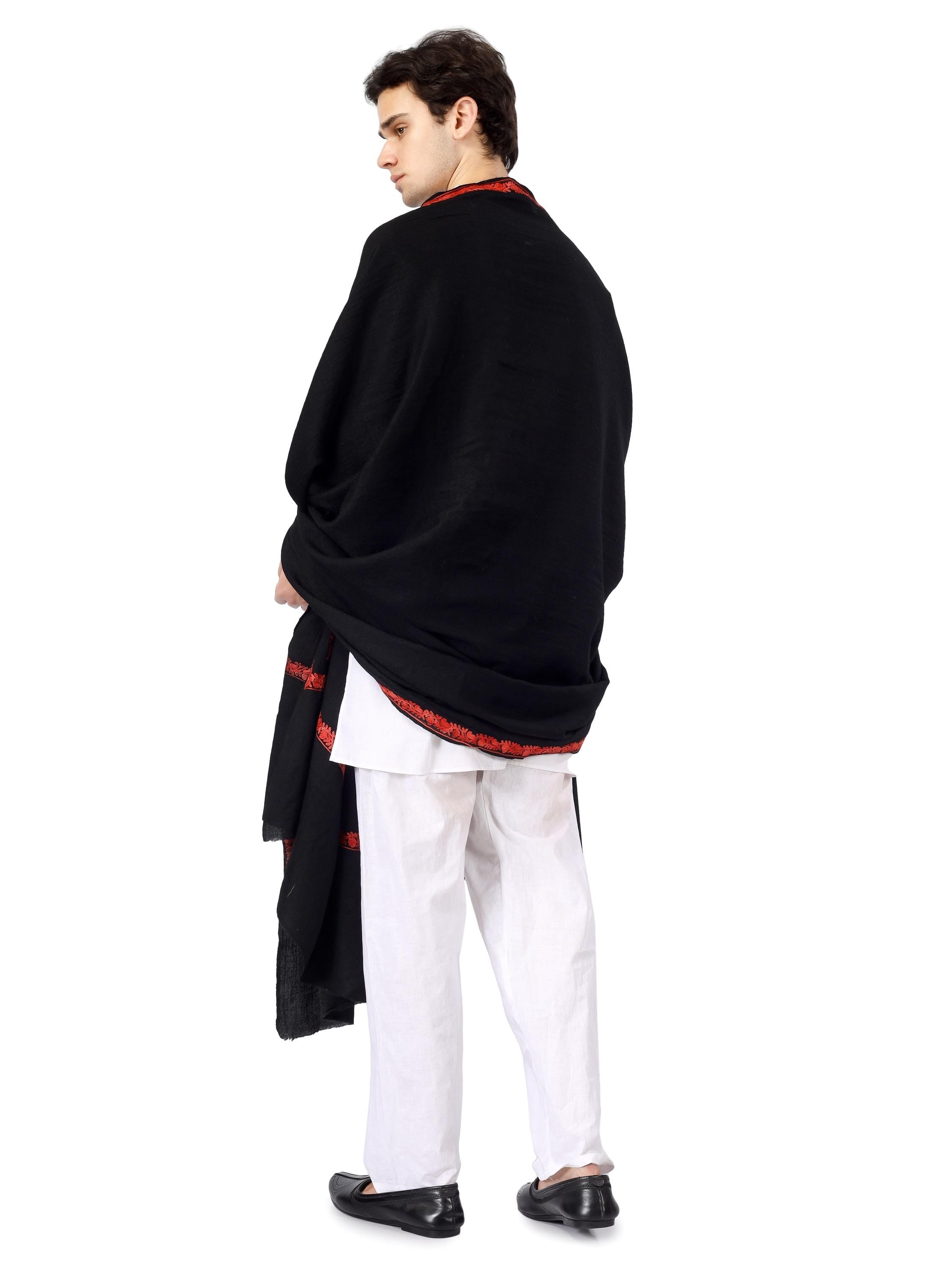 Kashmiri Embroidered Shawl for Men, Elegant Gents Wrap, Aari Work Oversized Pure Wool Shawl/Wrap, Mens Winter Shawl, Father Gift BATIN