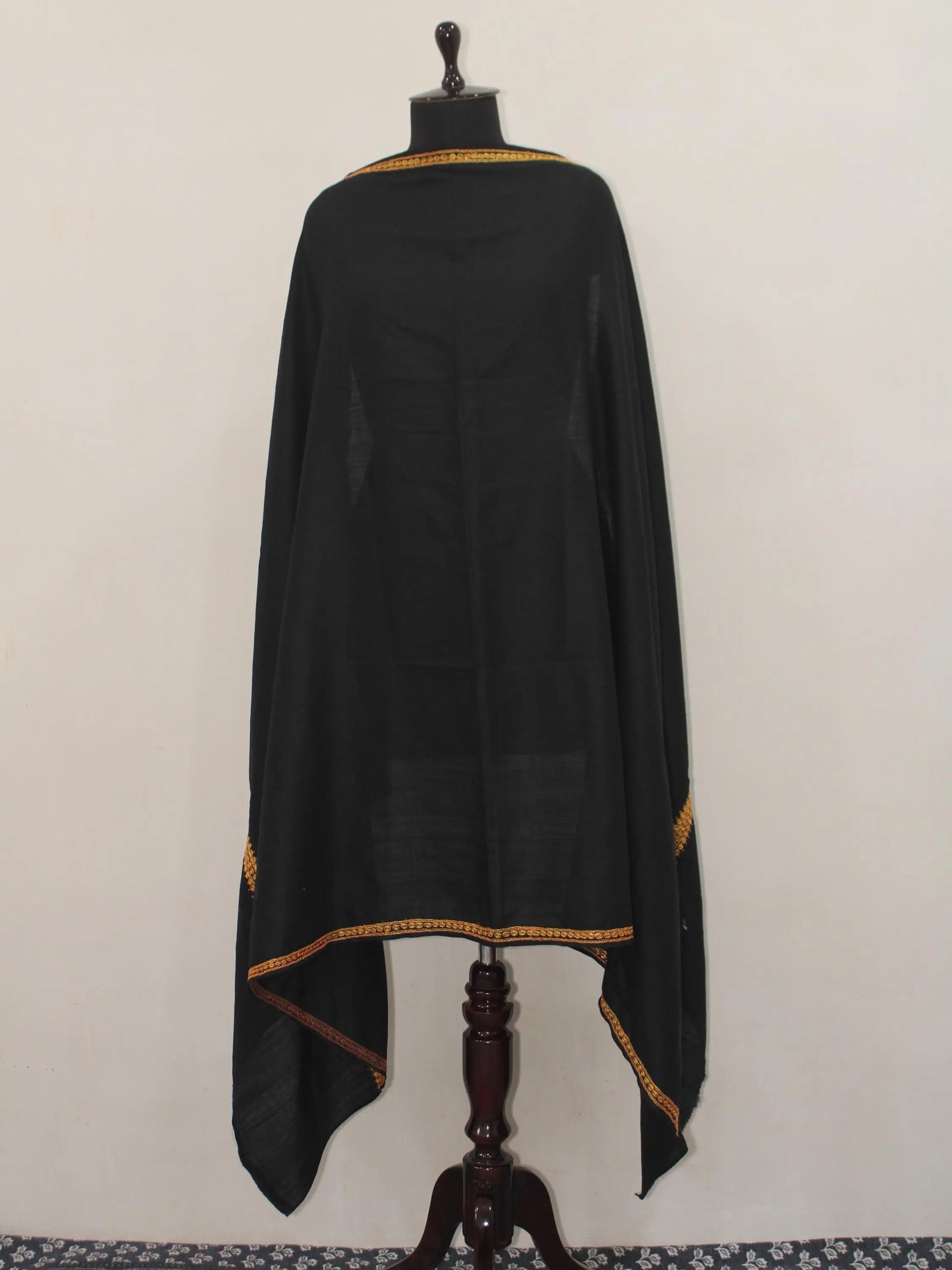 Wool Tilla Embroidered Black Shawl BATIN