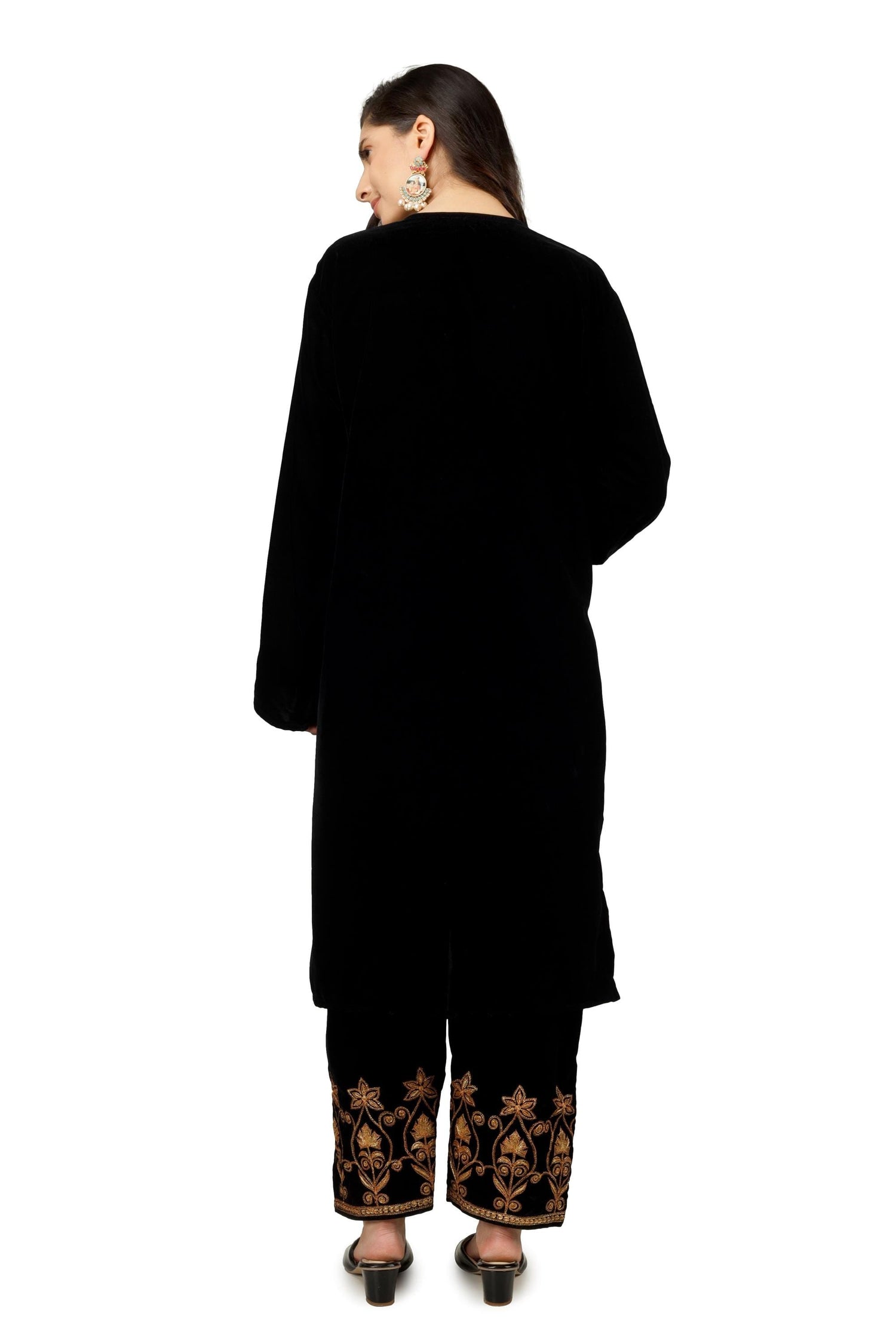 Black Velvet Kashmiri Tilla Embroidered Suit BATIN