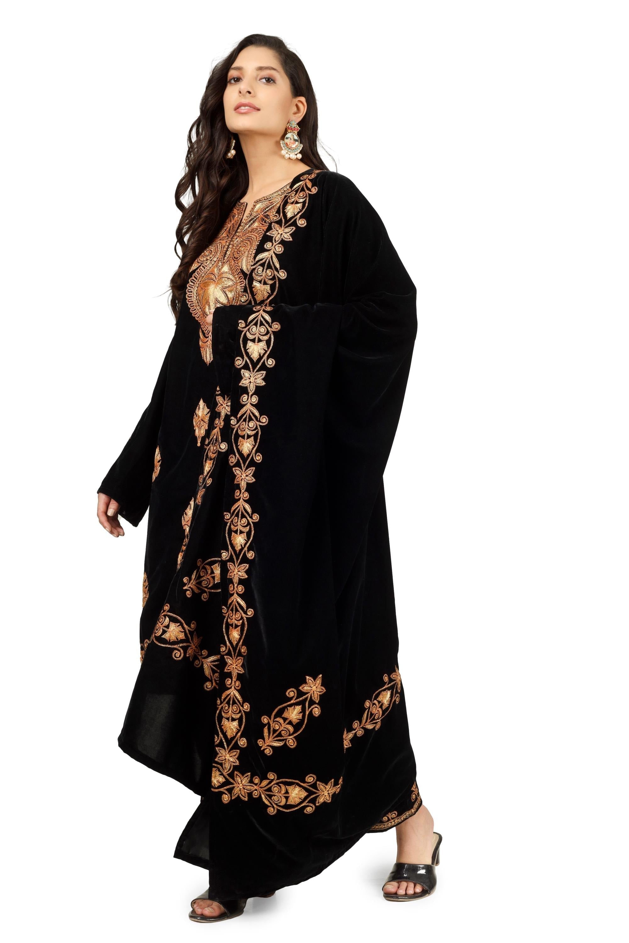 Black Velvet Kashmiri Tilla Embroidered Suit BATIN