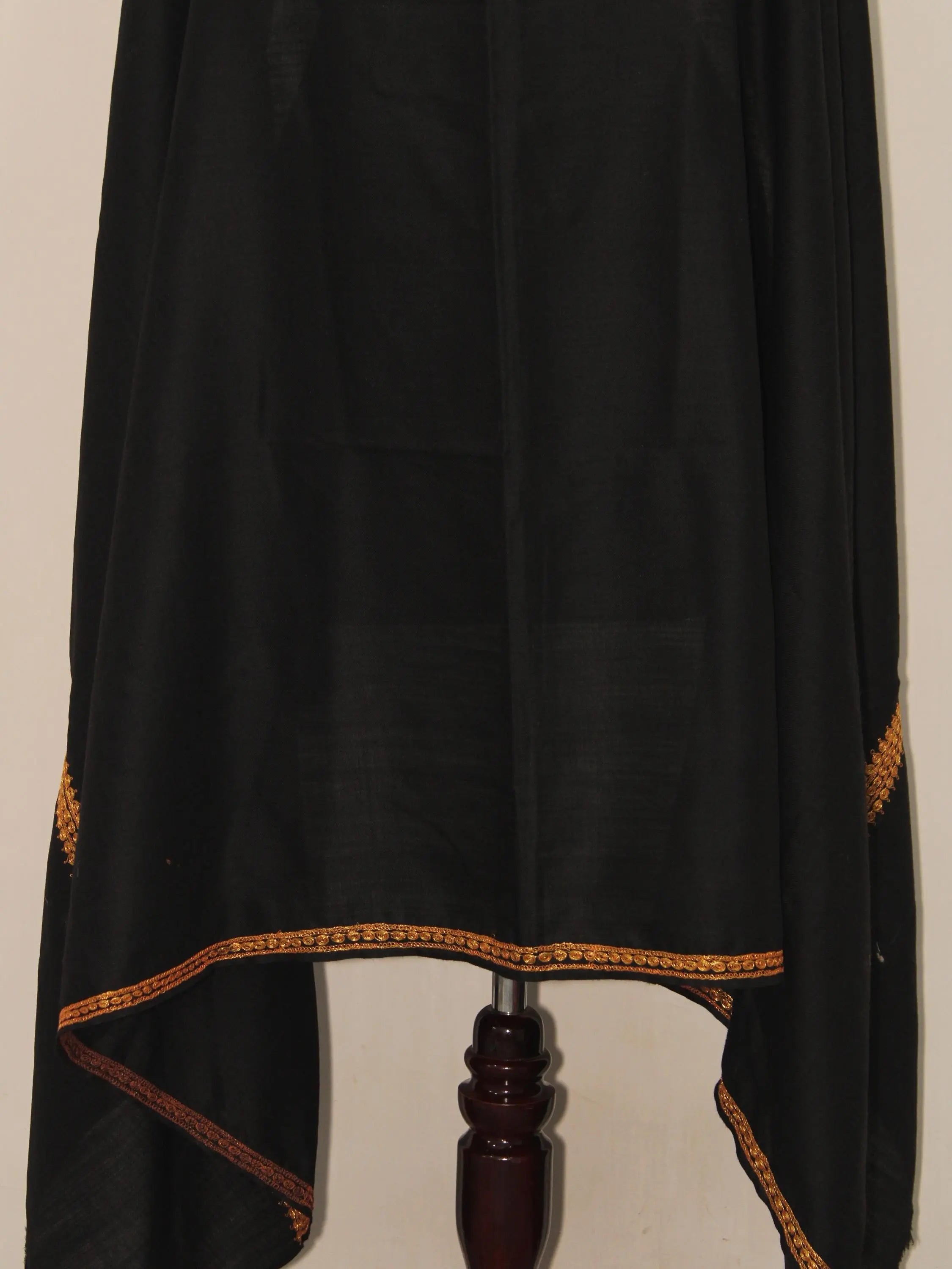 Wool Tilla Embroidered Black Shawl BATIN