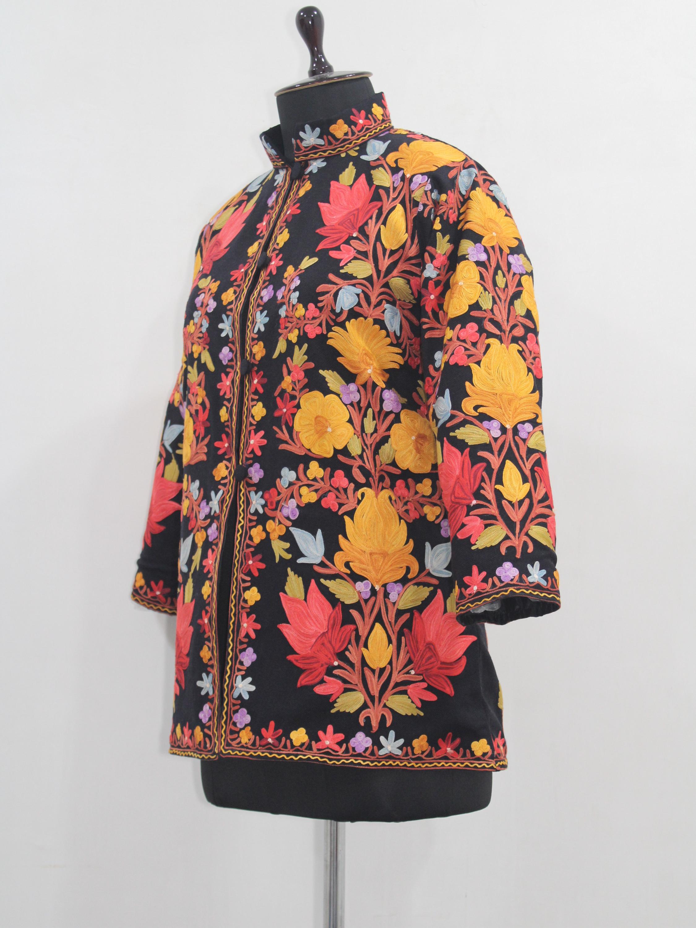 Kashmiri Aari Embroidered Floral Woolen Jacket BATIN