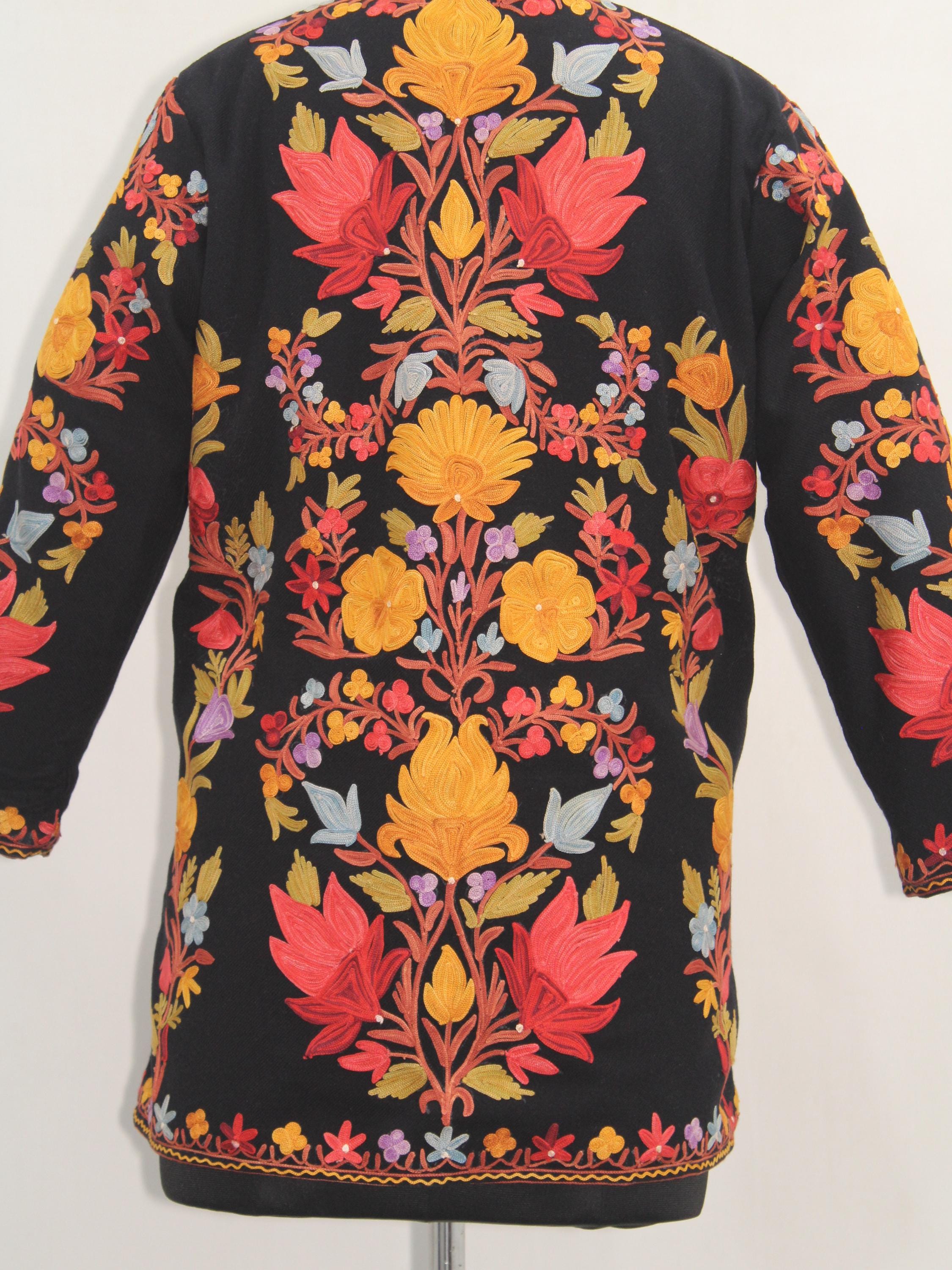 Kashmiri Aari Embroidered Floral Woolen Jacket BATIN