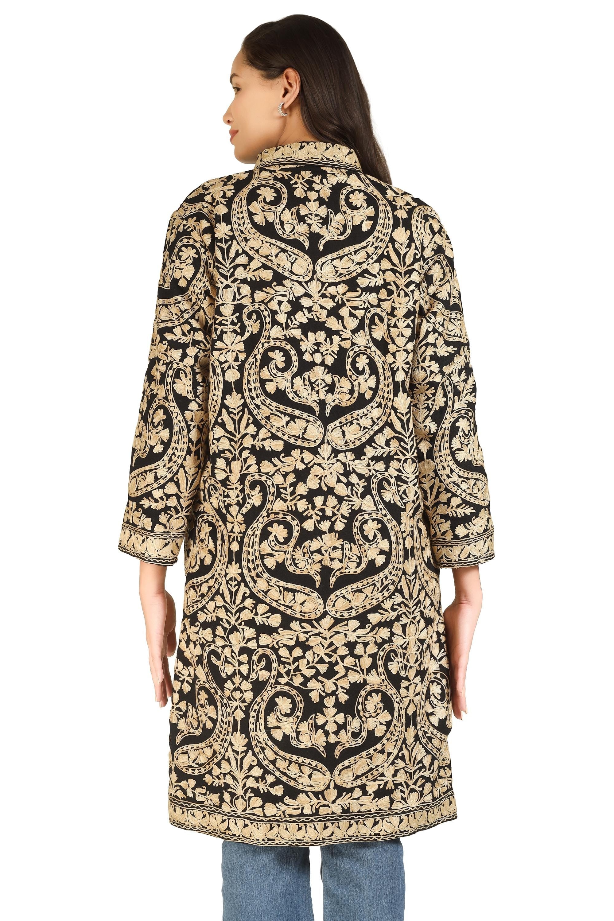 Handmade Kashmiri Wool Embroidered Coat: Traditional Indian Jacket BATIN