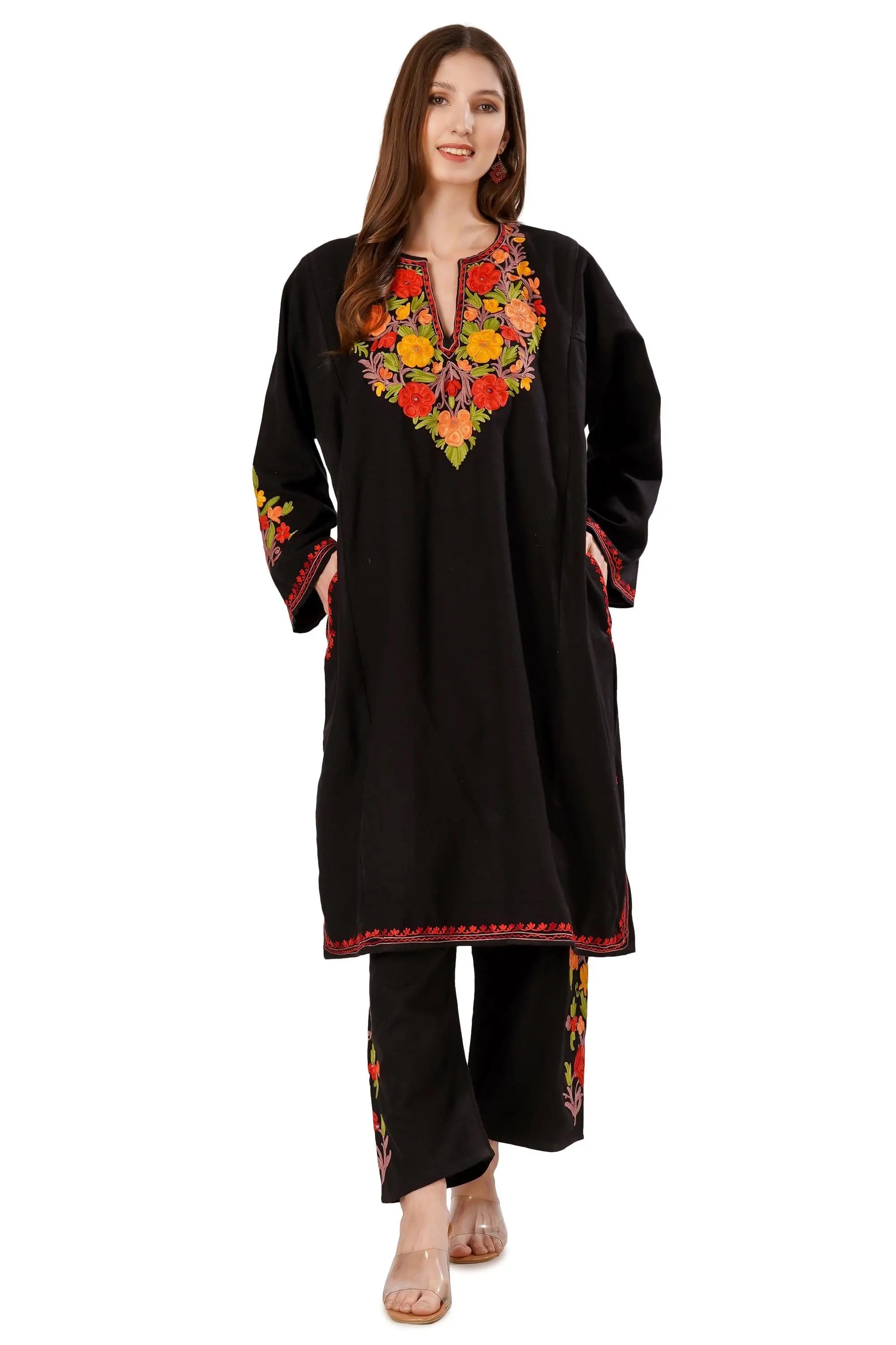 Kashmiri Aari Embroidered wool pheran with Pant BATIN