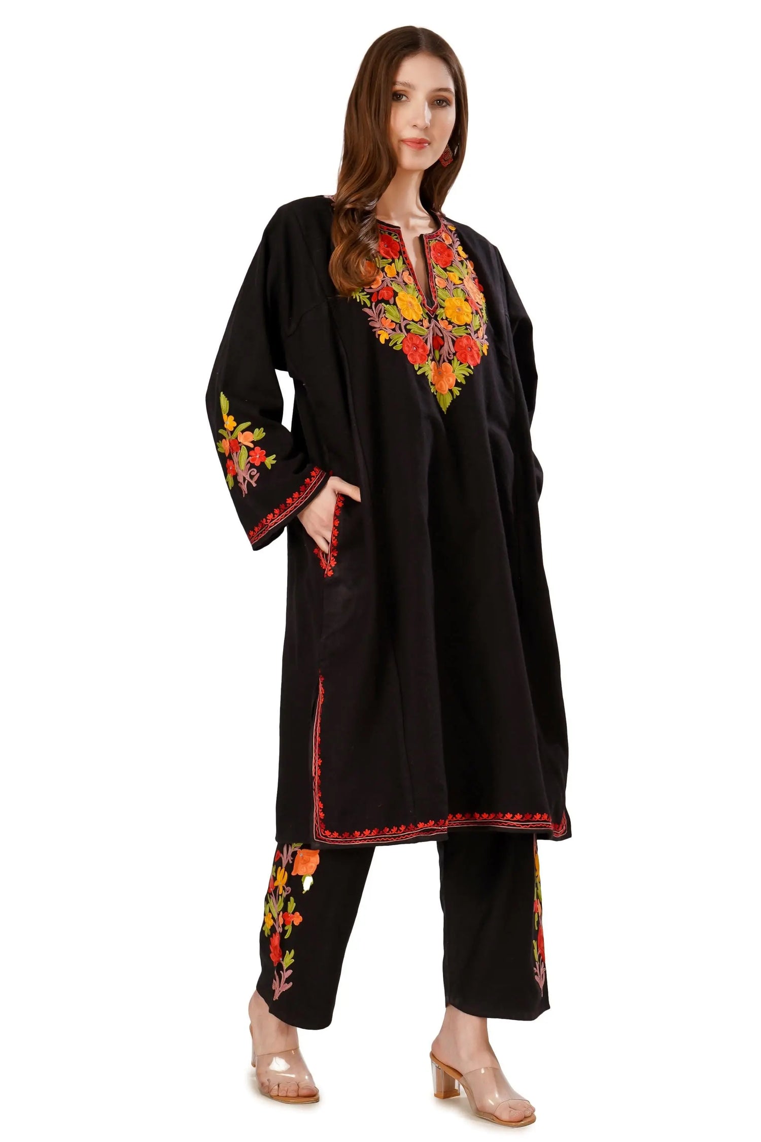 Kashmiri Aari Embroidered wool pheran with Pant BATIN