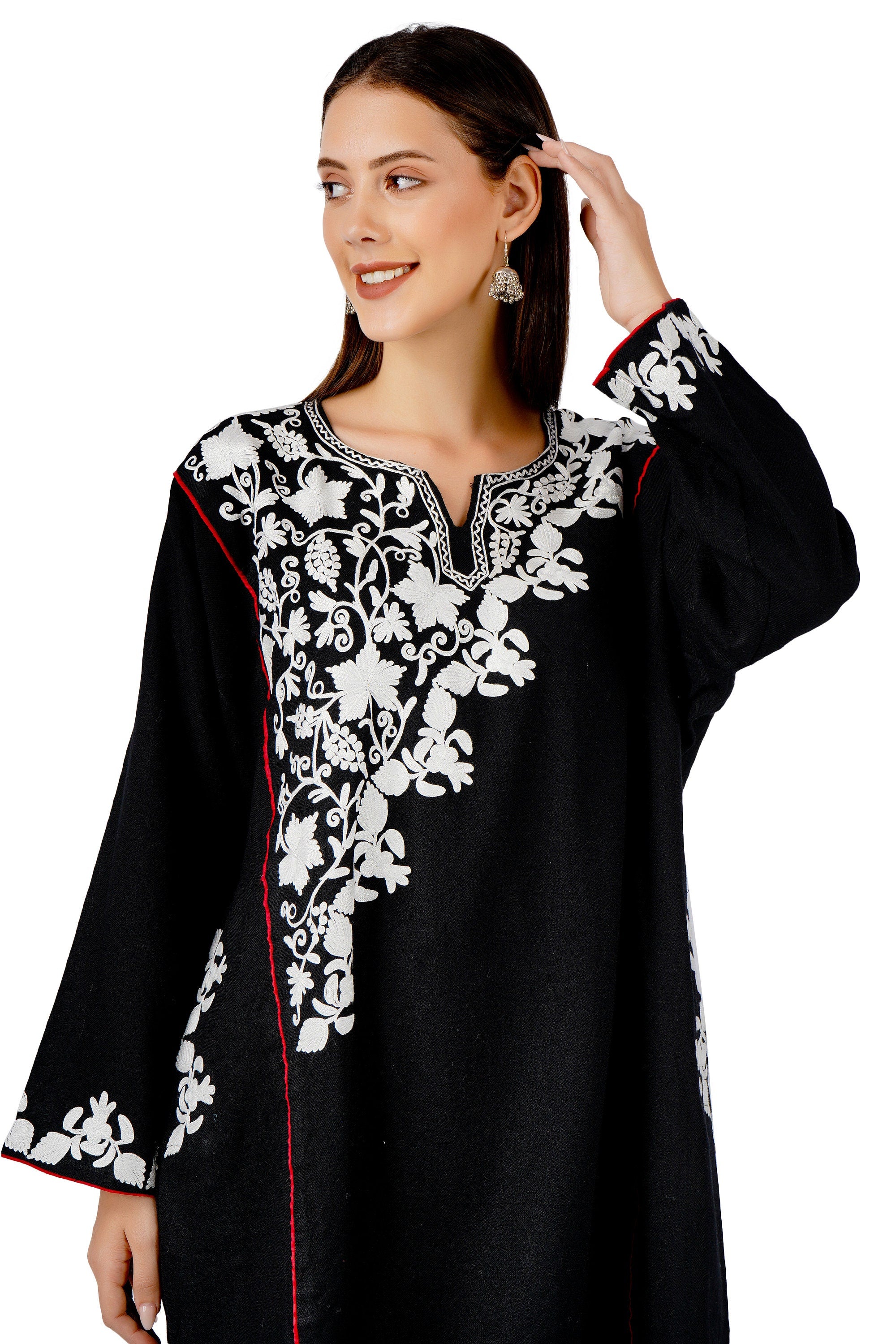 Kashmiri Pheran, Aari Embroidered Pheran, Women Tunics, Indian Kurtis, Ethnic Wear, Indo Western Wear, Traditional Pheran