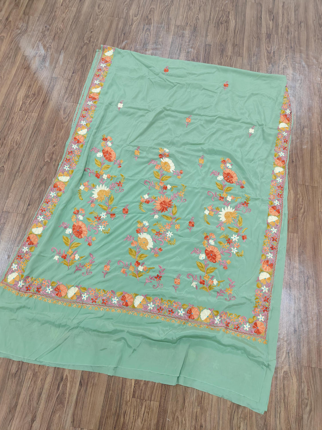 Kashmiri Crepe Silk Saree With Blouse, Kashmiri Sari, Indian Saree For Womens, Silk Crepe Saree for Weddings