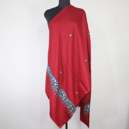 Kashmiri paper mache Embroidery Scarf, woolen Scarf, Kashmiri Handmade Stole/Wrap, handwork stole, maroon Stole, 70cm * 200cm,