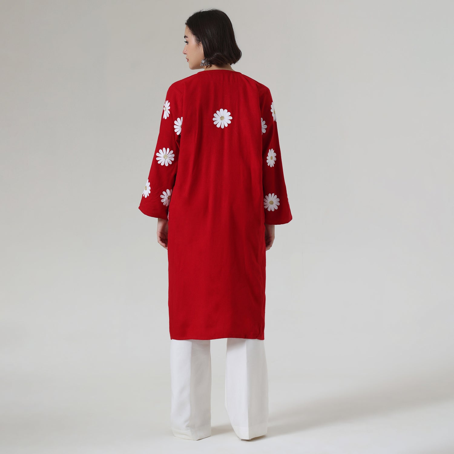 Kashmiri Aari Embroidered Pheran - Traditional Woolen Winter Kurta For Women