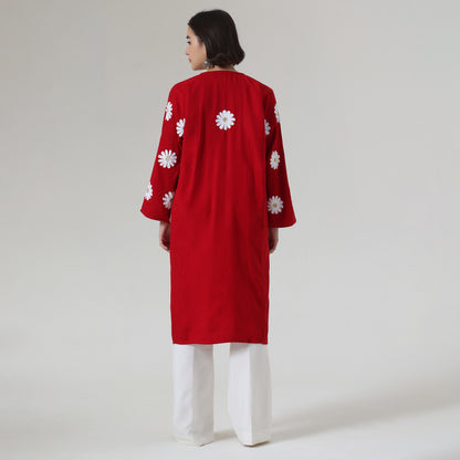 Kashmiri Aari Embroidered Pheran - Traditional Woolen Winter Kurta For Women