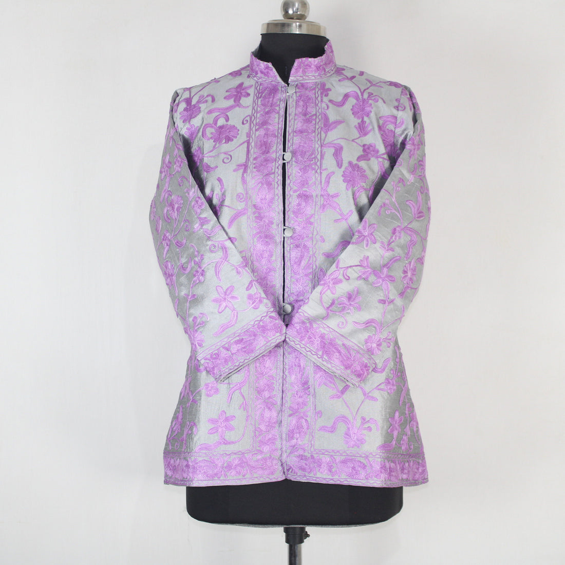 Kashmiri Jacket, embroidered silk jacket, short length coat, Bohemian Jacket, embroidered jacket, short embroidered coat, silk summer jacket