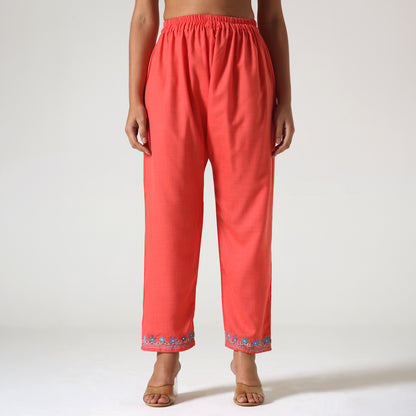 Kashmiri Aari Embroidered Cotton Kurti with Bottom Pant, Womens Coord Set For Summer