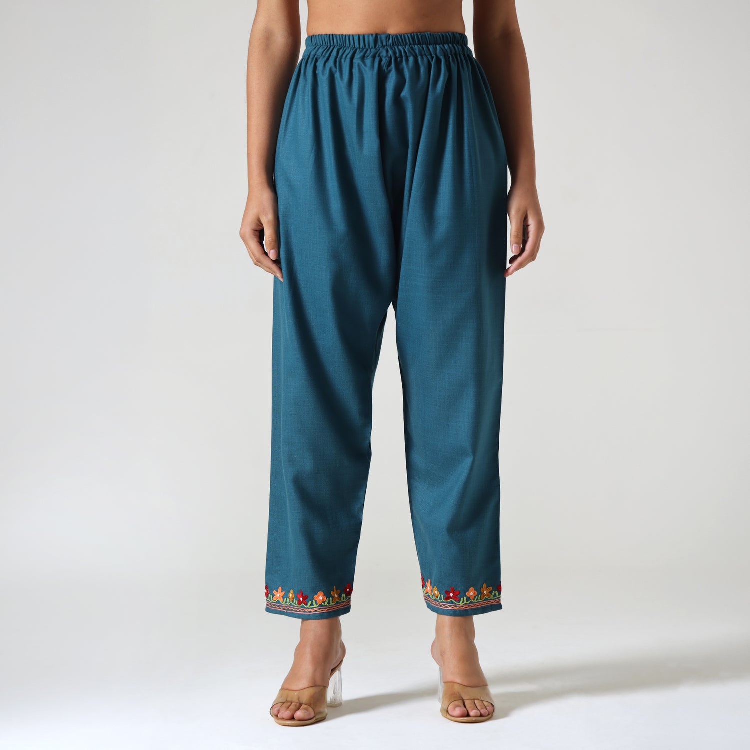 Kashmiri Aari Embroidered Cotton Kurti with Bottom Pant, Womens Coord Set For Summer