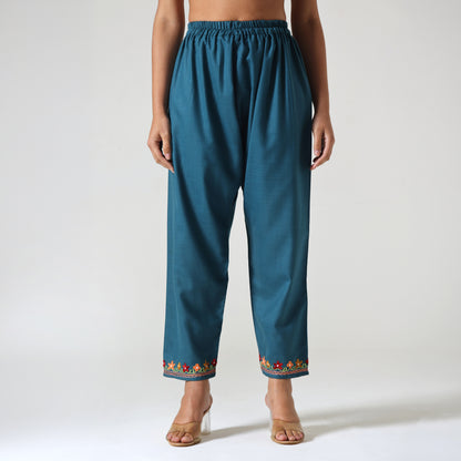 Kashmiri Aari Embroidered Cotton Kurti with Bottom Pant, Womens Coord Set For Summer