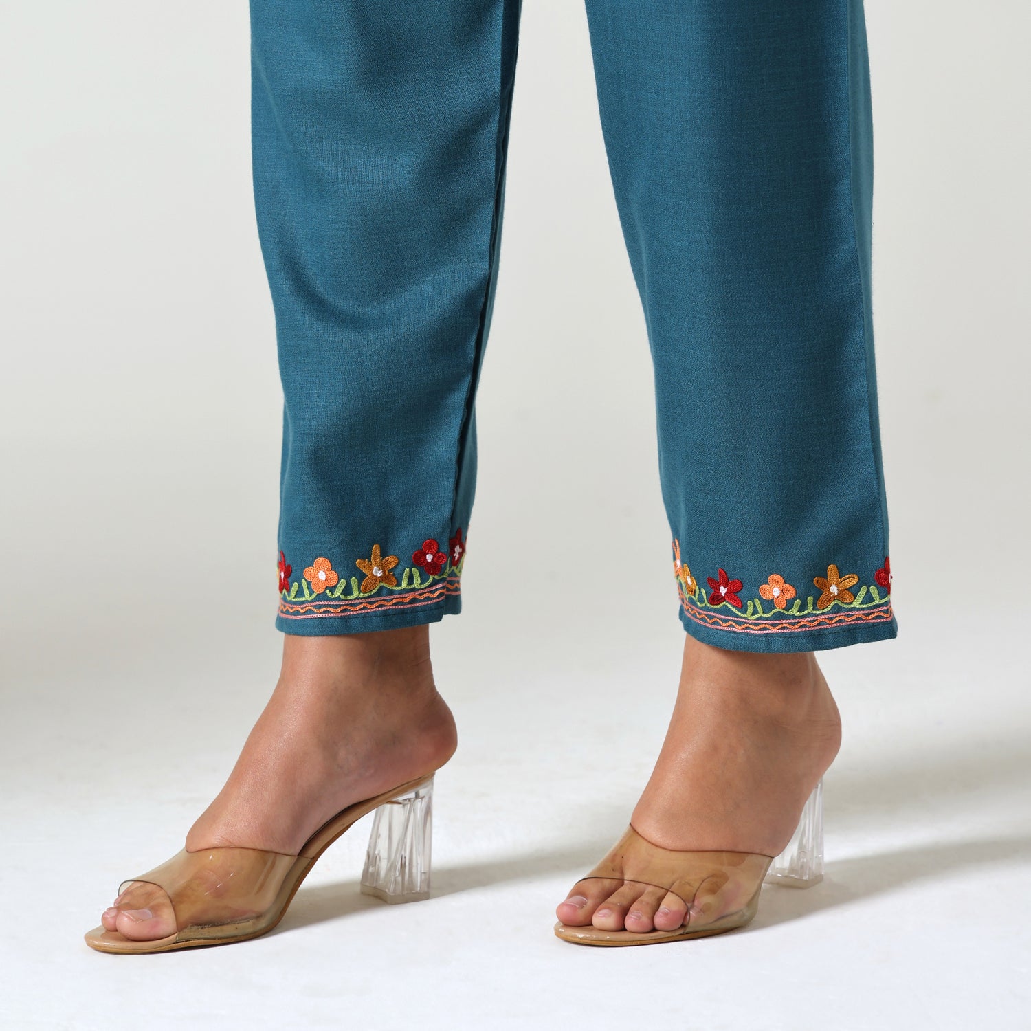 Kashmiri Aari Embroidered Cotton Kurti with Bottom Pant, Womens Coord Set For Summer