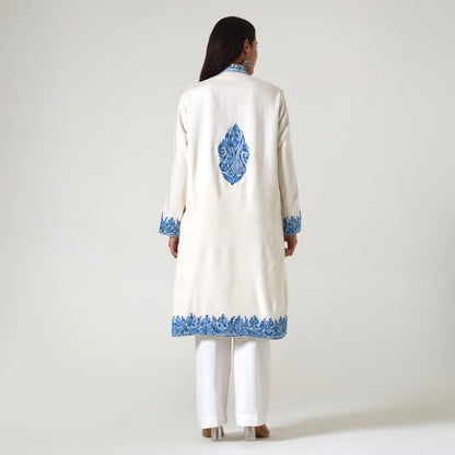 Kashmiri Aari Embroidered Jacket For Women, Paisley Embroidered Long Coat