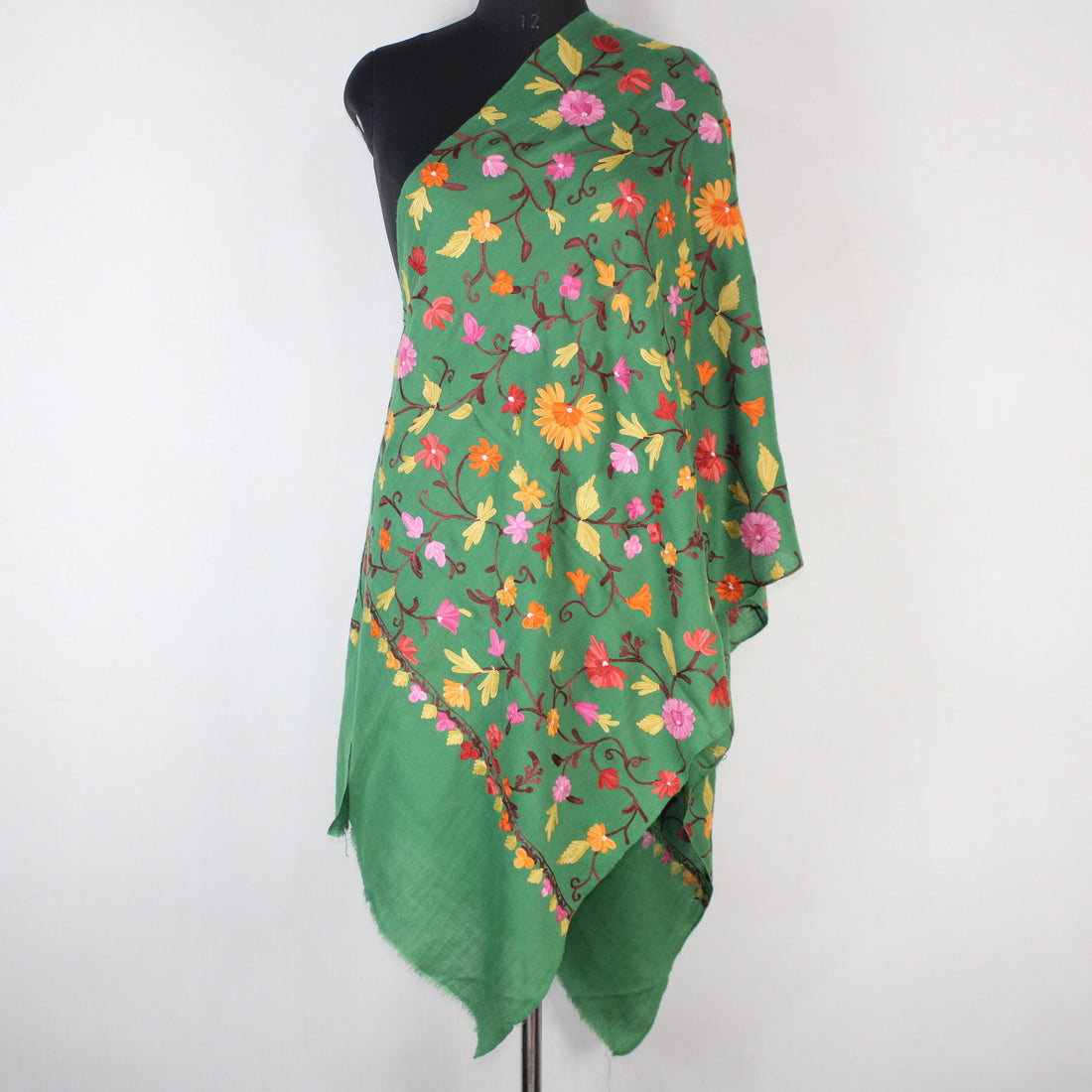 Kashmiri Woollen Scarf with Aari Embroidery For Women, Floral Kashmiri Scarf, Indian Wrap, Shawl for women, Cashmere Wrap, Gift Shawl