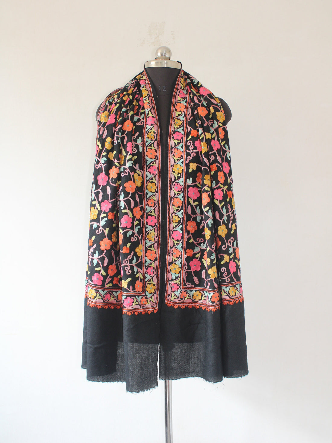 Kashmiri Woollen Stole with Aari Embroidery For Women, Floral Kashmiri Scarf, Indian Wrap, Shawl for women, Gift Shawl, cashmere shawl