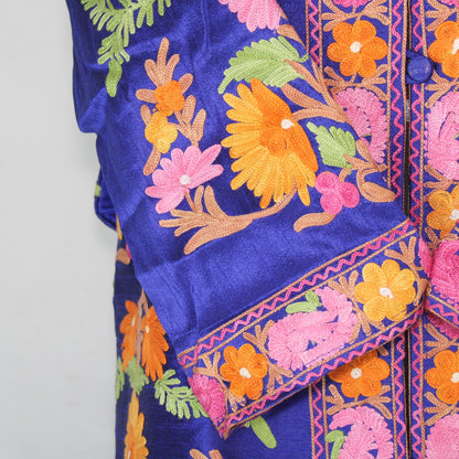 Kashmiri Jacket, embroidered silk jacket, long length coat, Bohemian Jacket, embroidered jacket, long embroidered coat, silk summer jacket