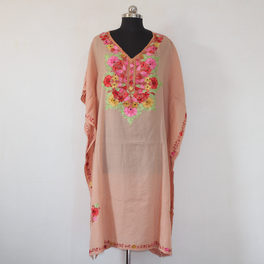 Pashmina Kaftan, Cashmere Aari Embroidered Kaftan, Kashmiri Kaftan, Women Caftan, Designer Kaftan,