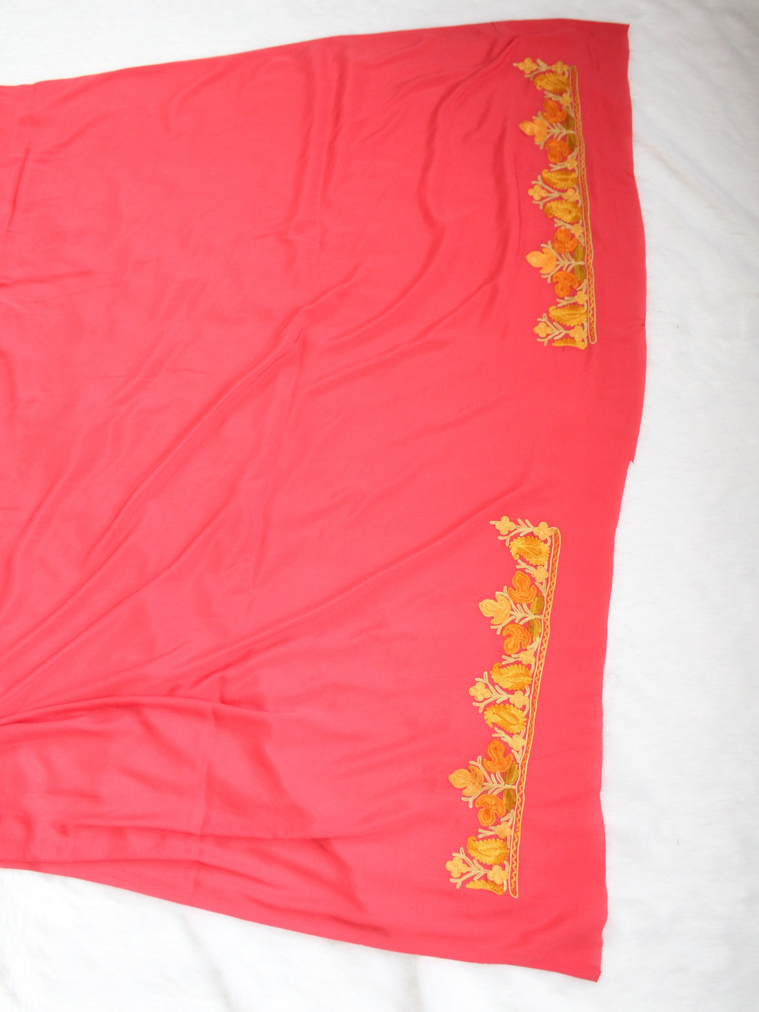 Handcrafted Kashmiri Saree - Exquisite Crepe Sari with Embroidery, Perfect for Women