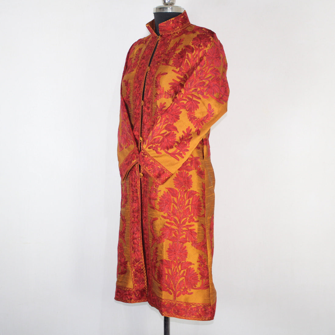 Kashmiri Jacket, embroidered silk jacket, long length coat, Bohemian Jacket, embroidered jacket, long embroidered coat, silk summer jacket