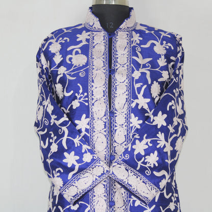 Kashmiri Jacket, embroidered silk jacket, long length coat, Bohemian Jacket, embroidered jacket, long embroidered coat, silk summer jacket