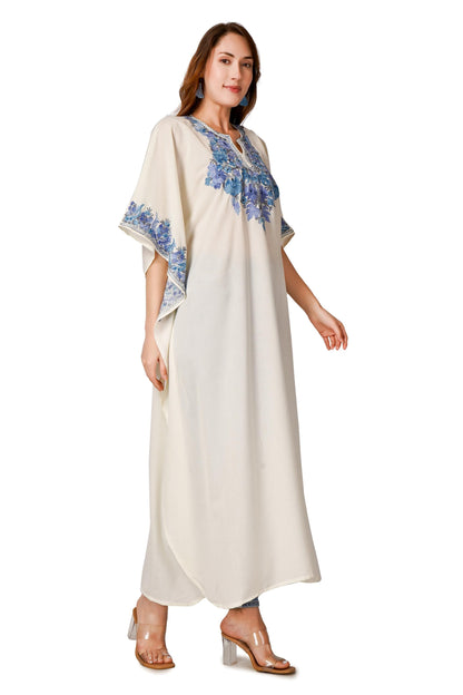 Kashmiri Aari Embroidered Cotton Kaftan, Women&