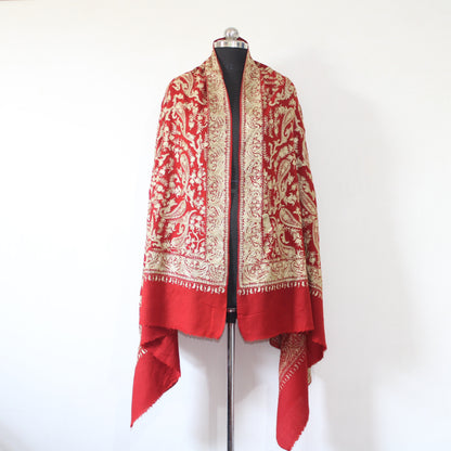 Bridal Embroidered Shawl, Kashmiri Tilla Shawl For Women, Indian Wedding Shawl, Bridal Cover Up Wrap, Zari Embroidered Cashmere Shawl