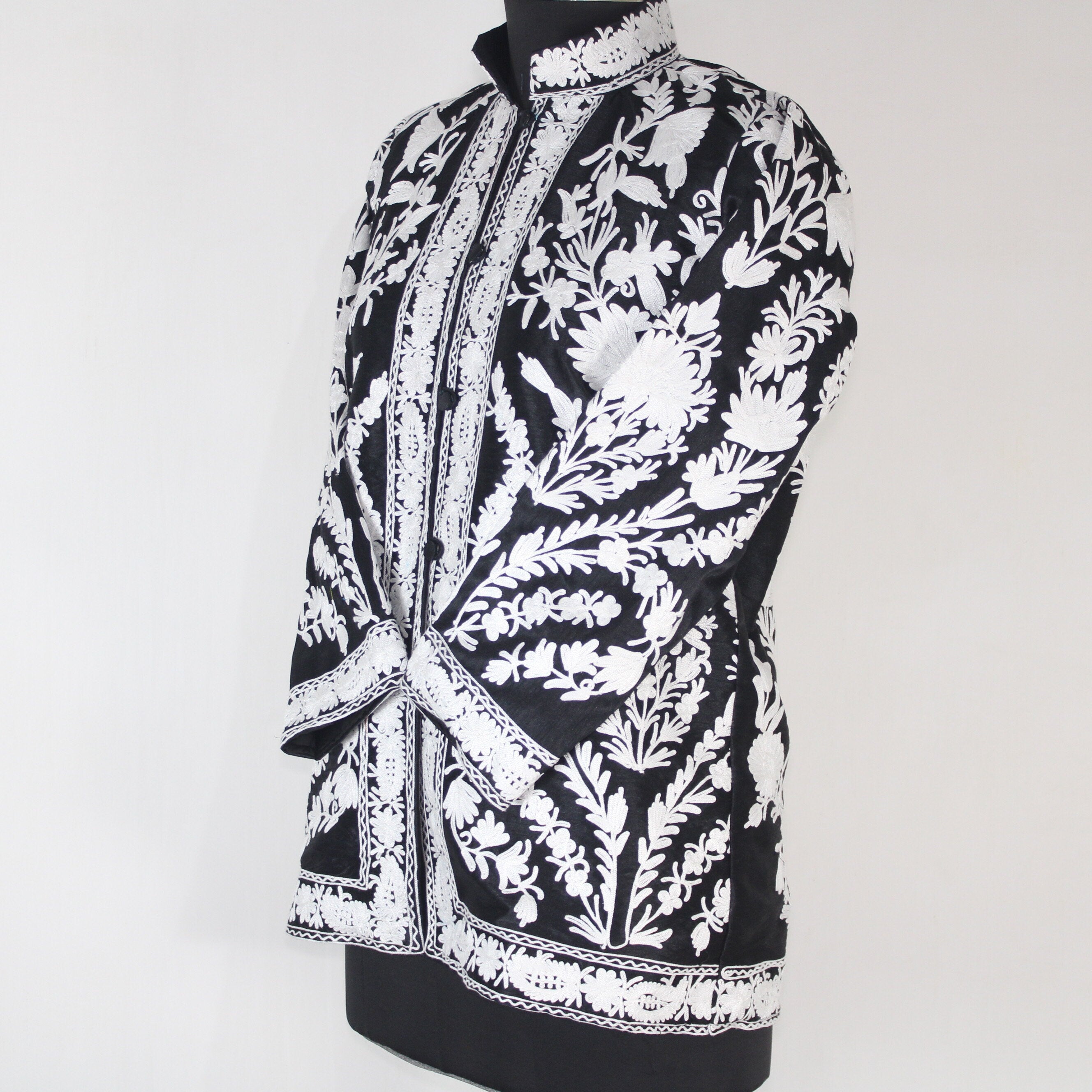 Kashmiri Jacket, embroidered silk jacket, short length coat, Bohemian Jacket, embroidered jacket, short embroidered coat, silk summer jacket