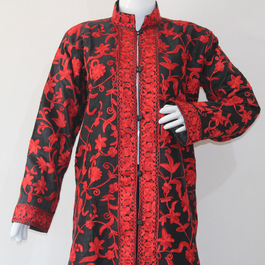 Bohemian wool Jacket - Hand-Embroidered Kashmiri Coat - Long Length winter Coat