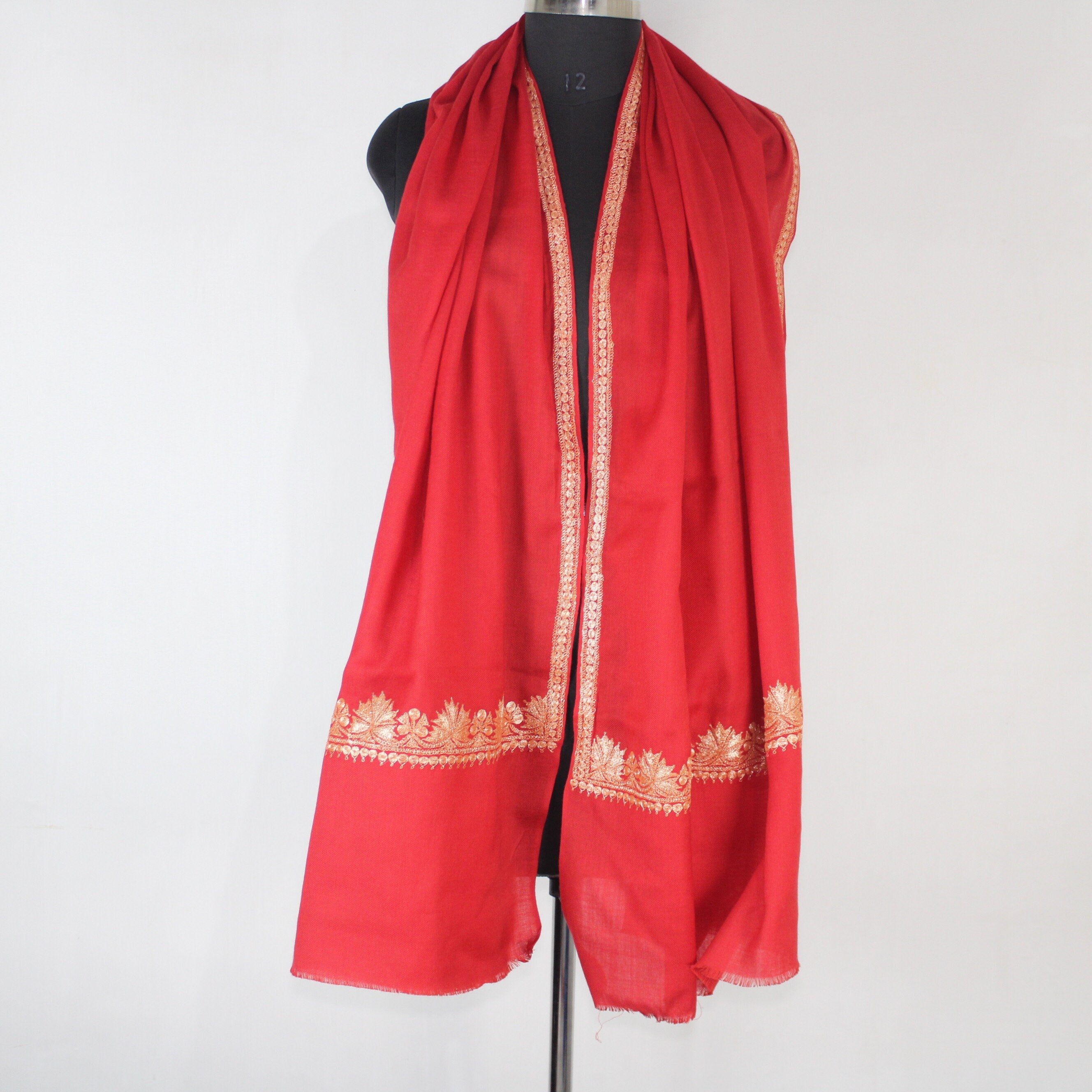 Kashmiri Tilla Embroidery Scarf, Merino Wool Wrap, Winter Scarf, Kashmiri Handmade Shawl/Wrap, Tilla Stole,
