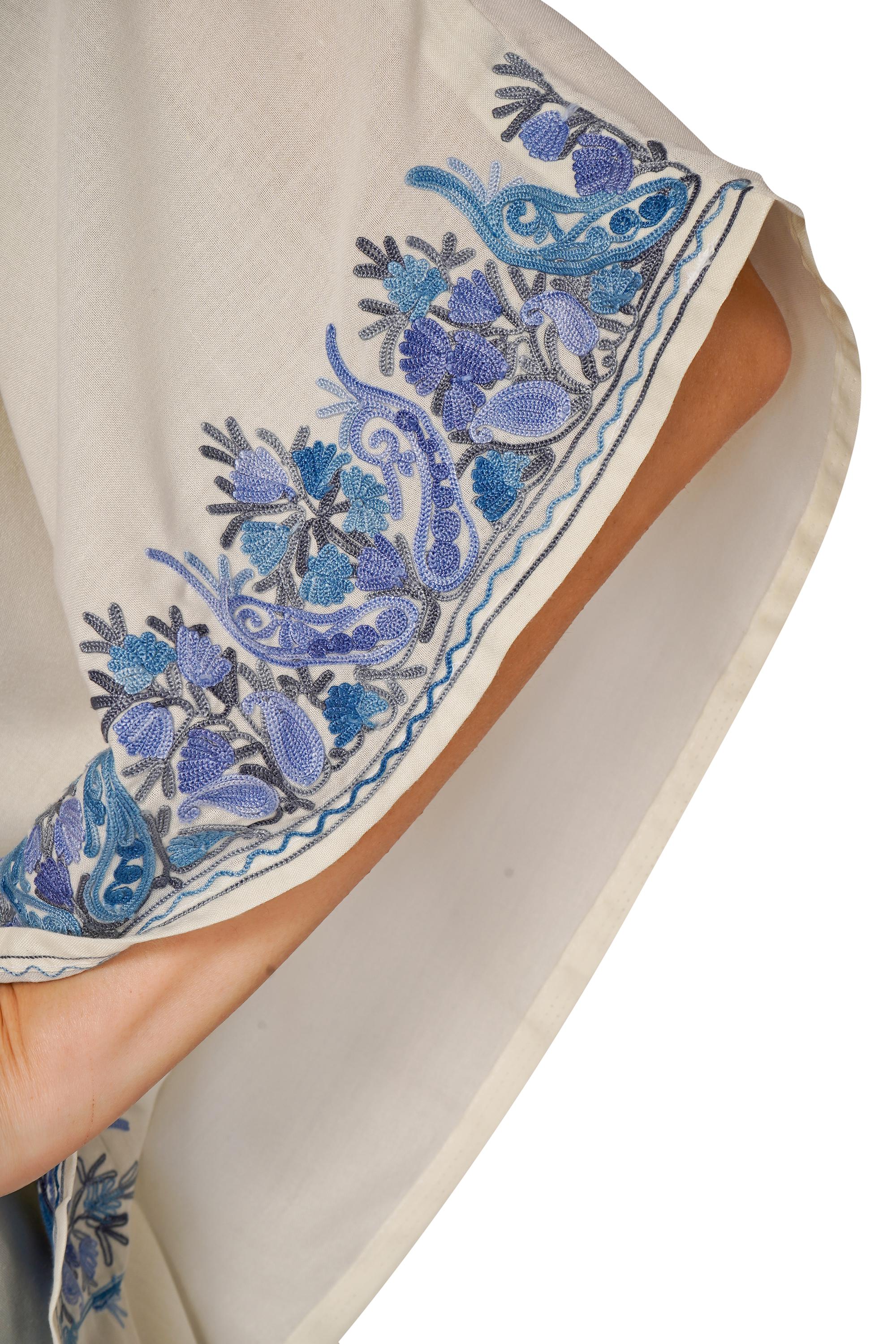 Kashmiri Aari Embroidered Cotton Kaftan, Women&