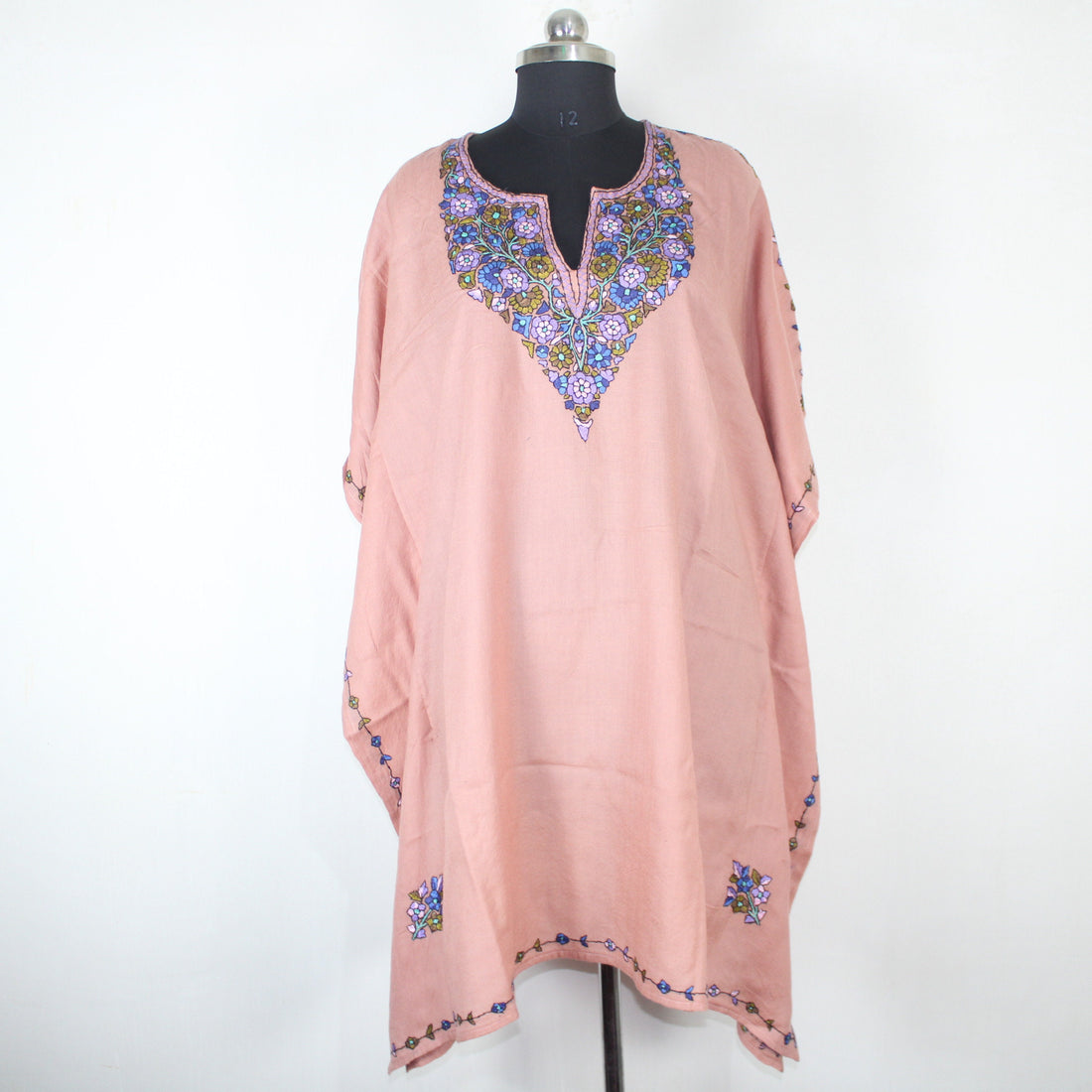 Pashmina Kaftan, Cashmere Aari Embroidered Kaftan, Kashmiri Kaftan, Women Caftan, White Kaftan,
