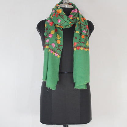 Kashmiri Woollen Scarf with Aari Embroidery For Women, Floral Kashmiri Scarf, Indian Wrap, Shawl for women, Cashmere Wrap, Gift Shawl