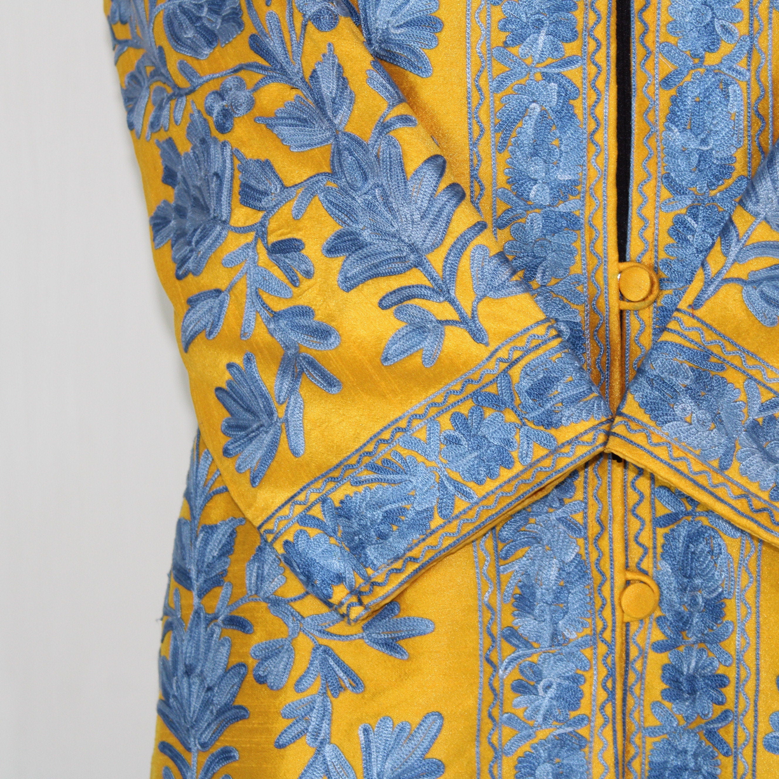 Kashmiri Jacket, embroidered silk jacket, long length coat, Bohemian Jacket, embroidered jacket, long embroidered coat, silk summer jacket