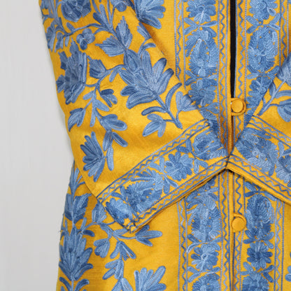 Kashmiri Jacket, embroidered silk jacket, long length coat, Bohemian Jacket, embroidered jacket, long embroidered coat, silk summer jacket