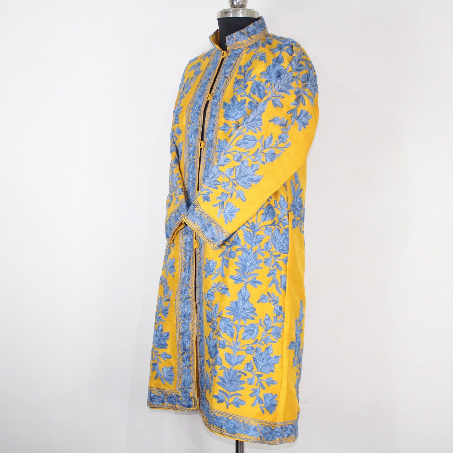 Kashmiri Jacket, embroidered silk jacket, long length coat, Bohemian Jacket, embroidered jacket, long embroidered coat, silk summer jacket