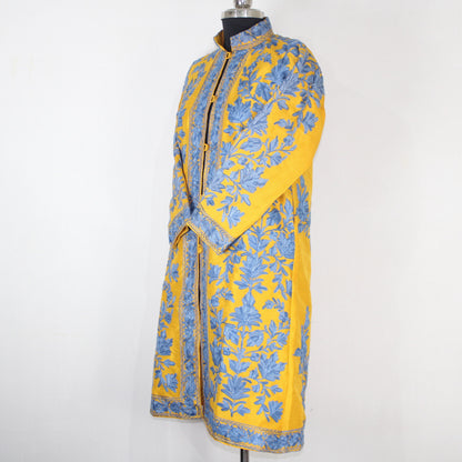 Kashmiri Jacket, embroidered silk jacket, long length coat, Bohemian Jacket, embroidered jacket, long embroidered coat, silk summer jacket