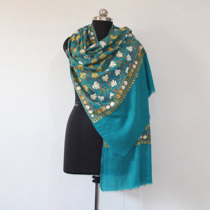 Kashmiri Stole, Fine Merino Wool Aari Embroidered Handmade Stole, Woolen Scarf, Embroidered Shawl And Wraps,