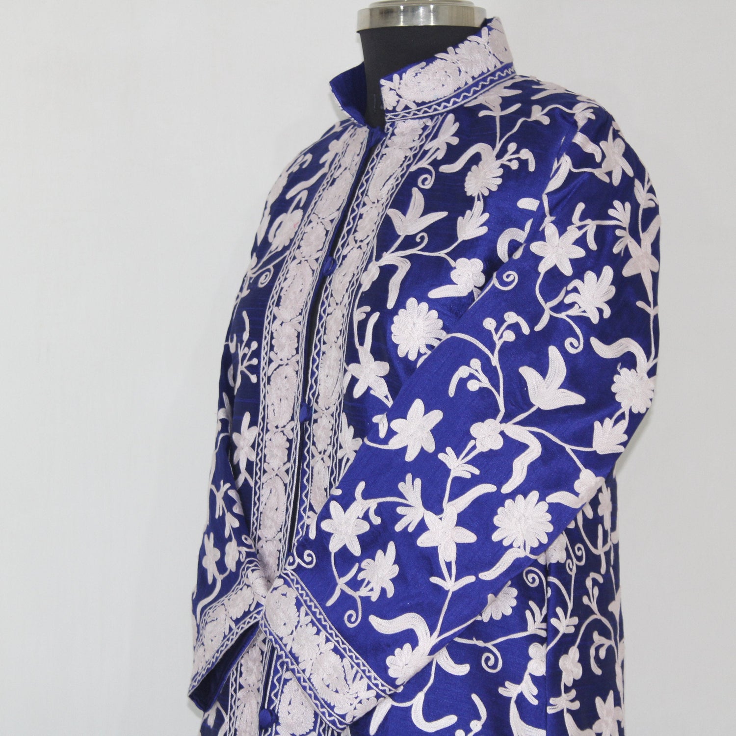 Kashmiri Jacket, embroidered silk jacket, long length coat, Bohemian Jacket, embroidered jacket, long embroidered coat, silk summer jacket